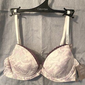 Calvin Klein Cream Print Bra & Panty Set - Sz 34B